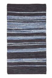Homescapes Texas Leather & Denim Woven Striped Blue Rug - Size: 90 cm x 150 cm - thumbnail 2