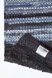 Homescapes Texas Leather & Denim Woven Striped Blue Rug - Size: 90 cm x 150 cm - thumbnail 5