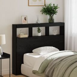 Berkfield Home Black Oak Headboard Black Oak Engineered Wood 120 x 17 x 102 cm - thumbnail 1
