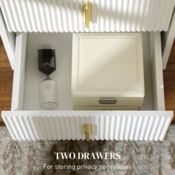 HOMCOM Bedside Table with 2 Drawers Bedside Cabinet with Metal Frame in White - thumbnail 6