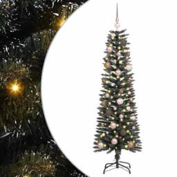 Berkfield Home Elegant Artificial Christmas Tree with 150 LEDs Green 43 x 43 x 150 cm - thumbnail 3
