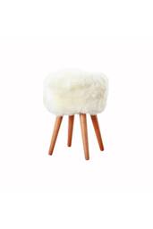 Native Natural Sheepskin Stool - Wooden Legs in Natural - thumbnail 2