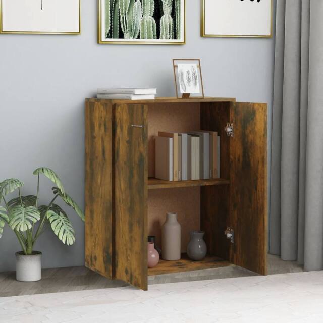 Berkfield Home Sideboard Smoked Oak 60x30x75 cm Engineered Wood in Brown - Size: 60 x 30 x 75 cm - image 1