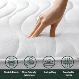 The White Stone Mattress with Antibacterial Waterfoam, 16 cm Height - 75 x 210 cm in White - Size: Small Single - thumbnail 3