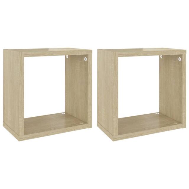 Berkfield Home Wall Cube Shelves 2 pcs Sonoma Oak 26x15x26 cm in Brown - Size: 26 x 15 x 26 cm - image 1