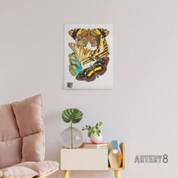"Artery8 Papillons Butterflies Vintage Canvas Wall Art Print Eugene Seguy - Size: W24"" x H32""" - thumbnail 3