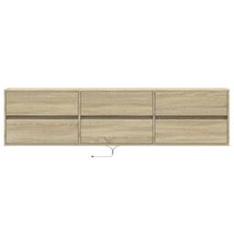 Berkfield Home TV Wall Cabinet with LED Sonoma Oak 180x31x45 cm in Light Oak - Size: 180 x 31 x 45 cm - thumbnail 6