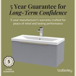 Balterley Fluted Front Wall Hung 1 Drawer Vanity Basin Unit, Satin Grey, 800mm in Grey - thumbnail 6