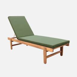 sweeek Pair Of Multi-position Wooden Sun Loungers With Wheels in Khaki - thumbnail 2