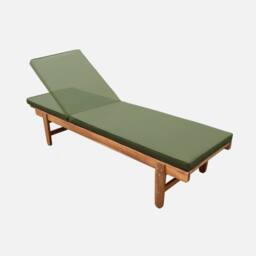 sweeek Pair Of Multi-position Wooden Sun Loungers With Wheels in Khaki - thumbnail 3