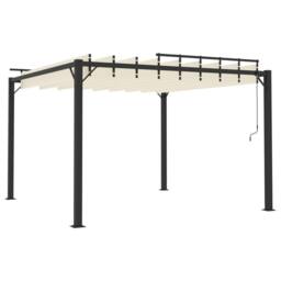 Berkfield Home Gazebo with Louvered Roof 3x3 m Cream Fabric & Aluminium in Beige - thumbnail 5