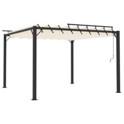 Berkfield Home Gazebo with Louvered Roof 3x3 m Cream Fabric & Aluminium in Beige - thumbnail 1