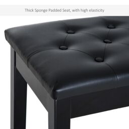 HOMCOM Classic Piano Bench Padded Seat Makeup Stool Solid Wood Wooden in Black - thumbnail 5