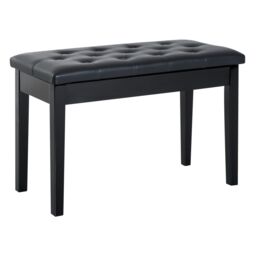 HOMCOM Classic Piano Bench Padded Seat Makeup Stool Solid Wood Wooden in Black - thumbnail 2