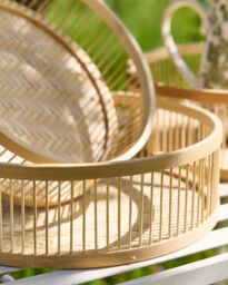 Dibor Set of 3 Traditional Bamboo Nesting Decorative Trays in Natural - thumbnail 3