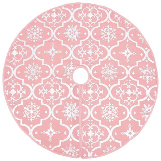 Berkfield Home Luxury Christmas Tree Skirt with Sock Pink 150 cm Fabric - image 1