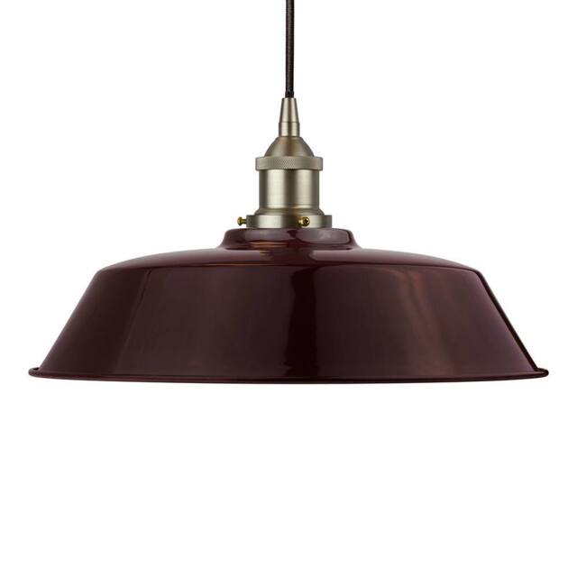 SE Home Burgundy Red Chancery Pendant Light - Brushed Chrome - Black Round - image 1