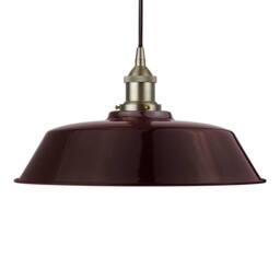 SE Home Burgundy Red Chancery Pendant Light - Brushed Chrome - Black Round