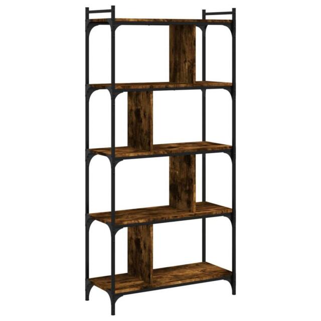 Berkfield Home Bookcase 5-Tier Smoked Oak 76x32x158 cm Engineered Wood in Brown - Size: 76 x 32 x 158 cm - image 1