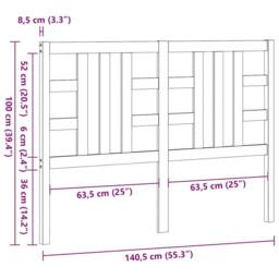 Berkfield Home Beautiful Bed Headboard 141x4x100 cm Solid Wood Pine in Light Tan - Size: 141 x 4 x 100 cm - thumbnail 9