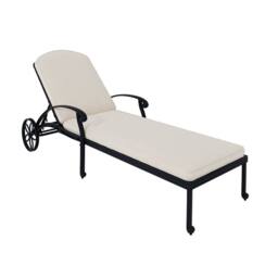 Charles Bentley Cast Aluminium Sun Lounger Recliner With Beige Cushion - Black - thumbnail 3