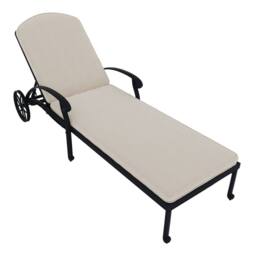 Charles Bentley Cast Aluminium Sun Lounger Recliner With Beige Cushion - Black - thumbnail 6