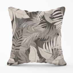 Warren Reed - Designer Grey Brown Tropical Leaves Outdoor Cushion - Size: 45 cm x 45 cm - thumbnail 1