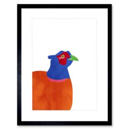 "Artery8 Wall Art Print Bright Pheasant Bird Framed 9X7 in Black - Size: W7"" x H9""" - thumbnail 1