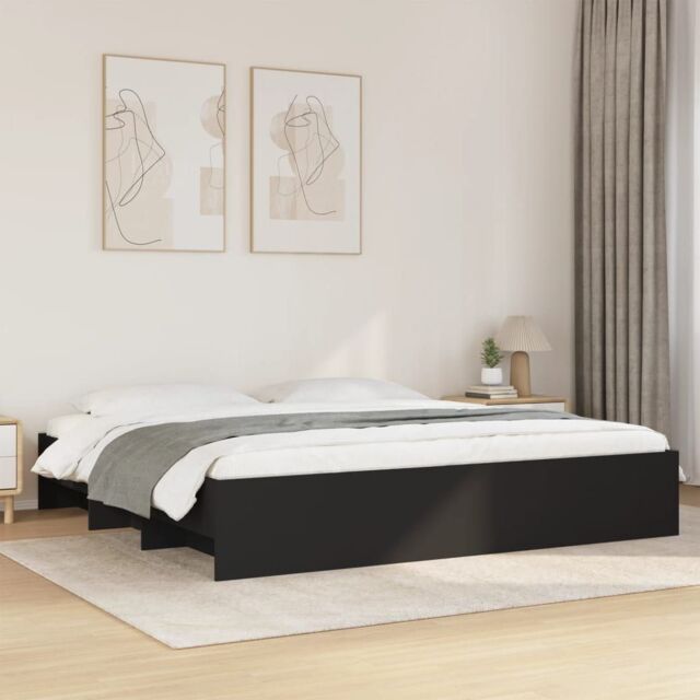 Berkfield Home Bed Frame without Mattress Black 180x200 cm Super King Engineered Wood - image 1