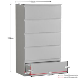 Home Discount Vida Designs Denver 5 Drawer Chest of Drawers Storage in White - thumbnail 2