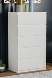 Home Discount Vida Designs Denver 5 Drawer Chest of Drawers Storage in White