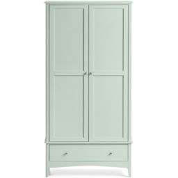 Christow Sage Double Wardrobe with Drawer 2 Door Bedroom Storage Furniture Cupboard in Light Green - thumbnail 2
