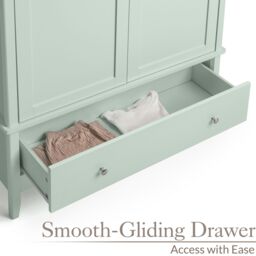 Christow Sage Double Wardrobe with Drawer 2 Door Bedroom Storage Furniture Cupboard in Light Green - thumbnail 5