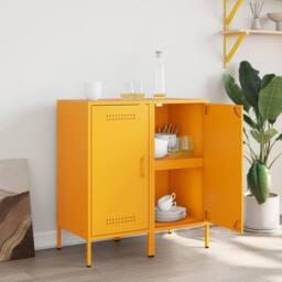 Berkfield Home Sideboards 2 pcs Mustard Yellow 36x39x79 cm Steel - Size: 36 x 39 x 79 cm