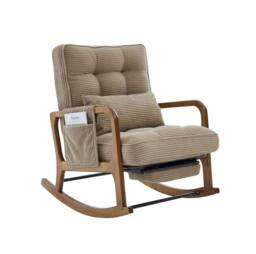 STILVORA Rocking Chair with Adjustable Footrest & Side Pocket, Comfortable Recliner Chair for Living Room in Khaki - thumbnail 5