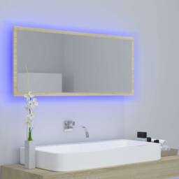 Berkfield Home LED Bathroom Mirror Sonoma Oak 100x8.5x37 cm Acrylic in Light Tan