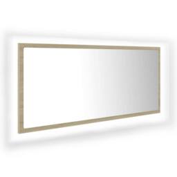 Berkfield Home LED Bathroom Mirror Sonoma Oak 100x8.5x37 cm Acrylic in Light Tan - thumbnail 3