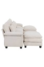 Living and Home 4-Seater Chenille Upholstered Sectional Sofa with Pillows in White - thumbnail 5