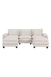 Living and Home 4-Seater Chenille Upholstered Sectional Sofa with Pillows in White - thumbnail 3