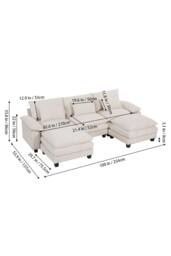 Living and Home 4-Seater Chenille Upholstered Sectional Sofa with Pillows in White - thumbnail 6