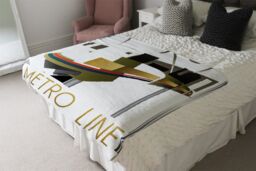 Benjamin Tate Design Art Deco Metro Line Blanket in Natural - Size: 120 cm x 150 cm - thumbnail 3