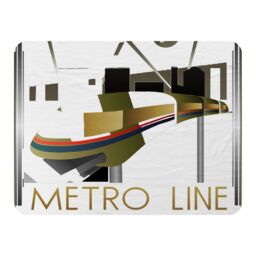 Benjamin Tate Design Art Deco Metro Line Blanket in Natural - Size: 120 cm x 150 cm - thumbnail 1
