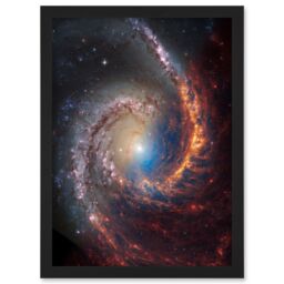 Artery8 NASA Hubble James Webb Telescope Spiral Galaxy NGC 1566 Framed Art A4 in Black - thumbnail 1