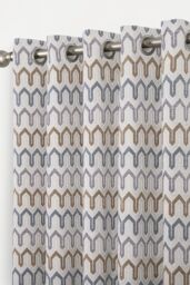 Curtina 'Arcadia' Woven Geometric Chenille Pair of Eyelet Curtains in Natural - Size: 168 cm width x 229 cm drop - thumbnail 2