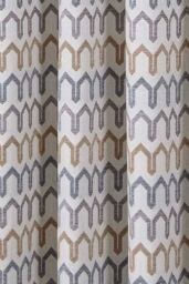 Curtina 'Arcadia' Woven Geometric Chenille Pair of Eyelet Curtains in Natural - Size: 168 cm width x 229 cm drop - thumbnail 3