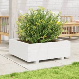 Berkfield Home Decorative Garden Planter White 70x70x26.5 cm Solid Wood Pine