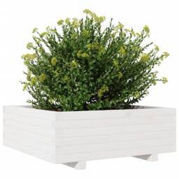 Berkfield Home Decorative Garden Planter White 70x70x26.5 cm Solid Wood Pine - thumbnail 4
