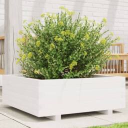 Berkfield Home Decorative Garden Planter White 70x70x26.5 cm Solid Wood Pine - thumbnail 2