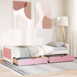 Berkfield Home Beautiful Day Bed with 2 Drawers without Mattress IRUN White&Pink in Pink