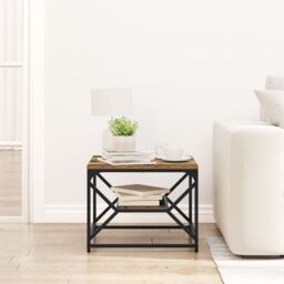 Berkfield Home Coffee Table with Shelf - Rustic Wood Look, 51x50x40 cm, Made of Engineered Wood in Brown - Size: 51 x 50 x 40 cm - thumbnail 4